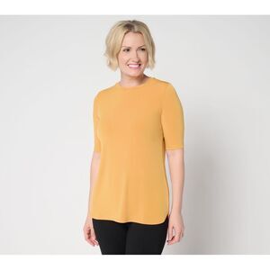 Susan Graver Women's Top Sz XS Essentials Liquid Knit Yellow A399642